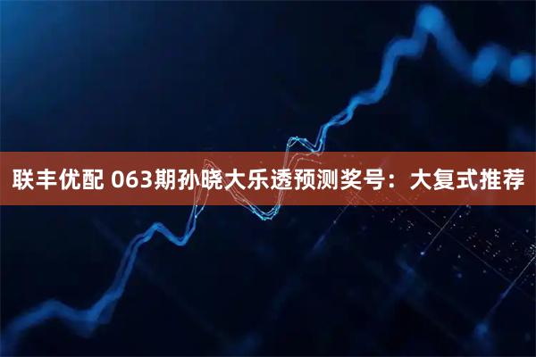 联丰优配 063期孙晓大乐透预测奖号：大复式推荐