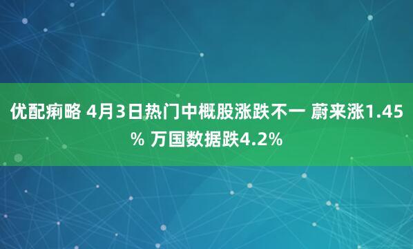 优配痢略 4月3日热门中概股涨跌不一 蔚来涨1.45% 万国数据跌4.2%
