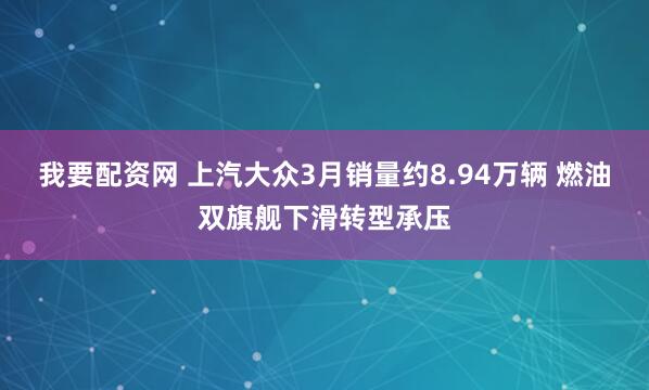我要配资网 上汽大众3月销量约8.94万辆 燃油双旗舰下滑转型承压