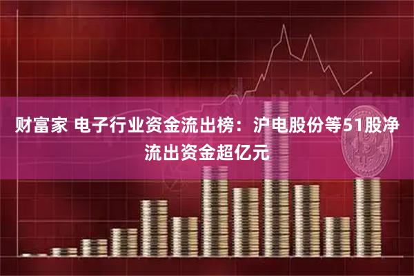 财富家 电子行业资金流出榜：沪电股份等51股净流出资金超亿元