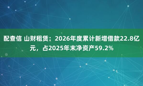 配查信 山财租赁：2026年度累计新增借款22.8亿元，占2025年末净资产59.2%